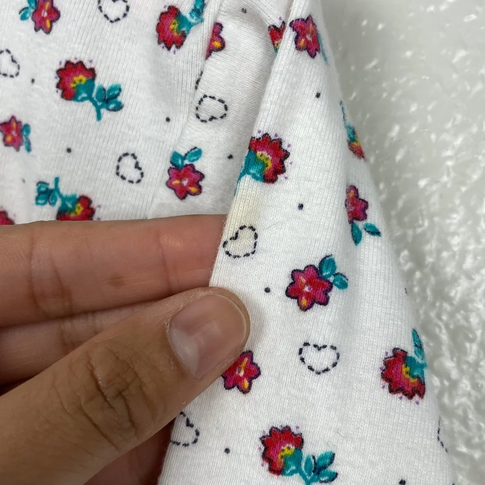 Vintage OshKosh B'gosh Dainty Floral Heart Print Long Sleeve Bodysuit 24M